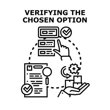 Verifying chosen option concept with selection process Illustrazione stock