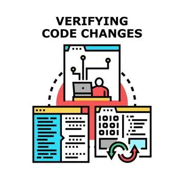Verifying code changes and software development process Illustrazione stock