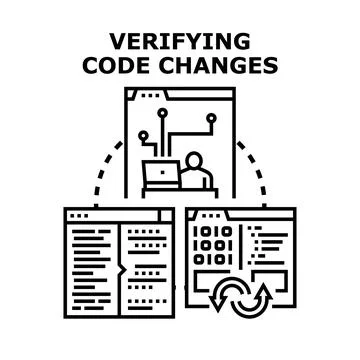 Verifying code changes and software development process Illustrazione stock