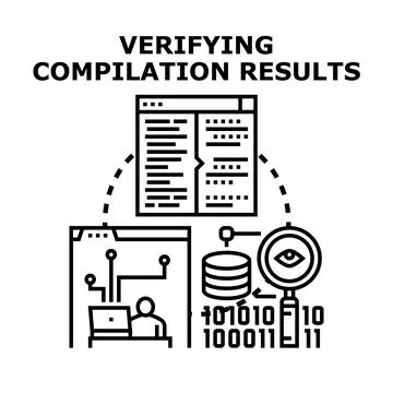 Verifying compilation results process for software development イラスト素材