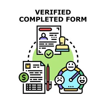 Verifying completed application form process concept Stock Illustration