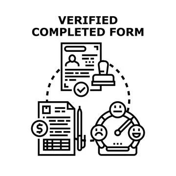 Verifying completed application form process concept Stock Illustration