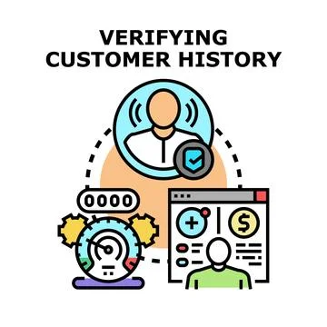 Verifying customer history for account security and data protection Stock Illustration