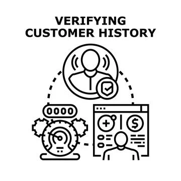 Verifying customer history for account security and data protection Stock Illustration