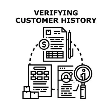 Verifying customer history for business analysis and management Stock Illustration