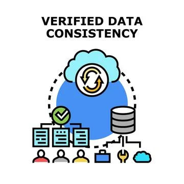 Verifying data consistency across cloud and database systems Illustrazione stock