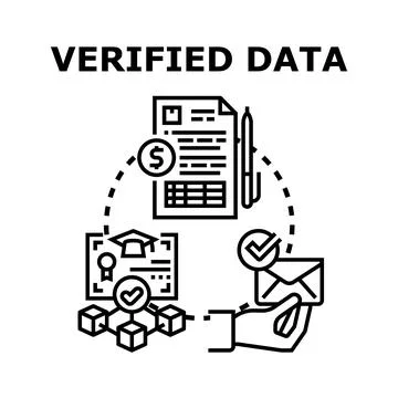 Verifying data for financial transactions and professional credentials Stock Illustration