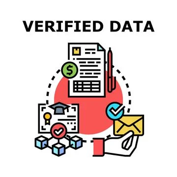 Verifying data for financial transactions and professional credentials Stock Illustration