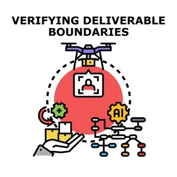 Verifying deliverable boundaries with drone and ai Stock Illustration