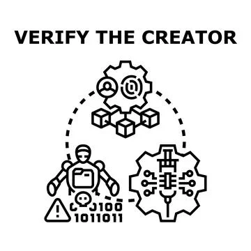 Verifying digital content authenticity and creator identity Stock Illustration