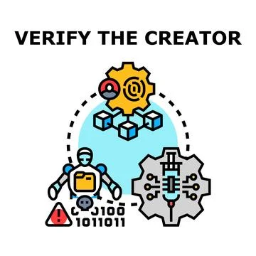 Verifying digital content authenticity and creator identity Stock Illustration