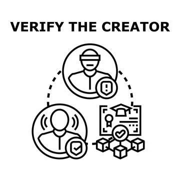 Verifying digital content creator authenticity and trust Stock Illustration
