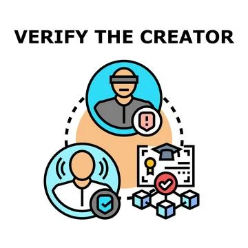 Verifying digital content creator authenticity and trust Stock Illustration