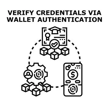 Verifying digital credentials through secure wallet authentication process Stock Illustration