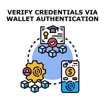 Verifying digital credentials through secure wallet authentication process Stock Illustration