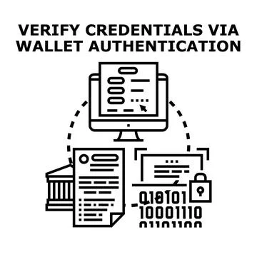 Verifying digital credentials with wallet authentication concept 库存插图