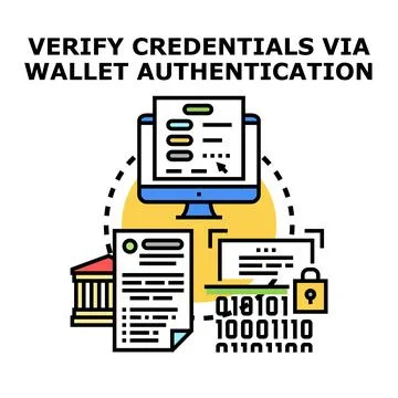 Verifying digital credentials with wallet authentication concept Stock Illustration