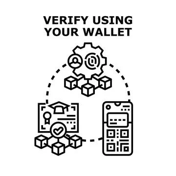 Verifying digital identity with blockchain wallet security Stock Illustration
