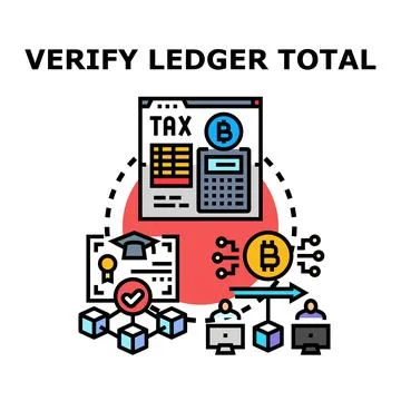 Verifying digital ledger total for financial reporting and blockchain Stock Illustration