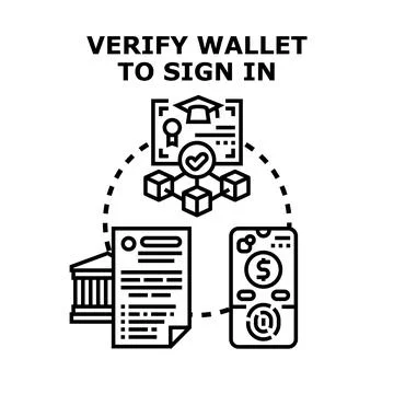 Verifying digital wallet for secure sign in Stock Illustration