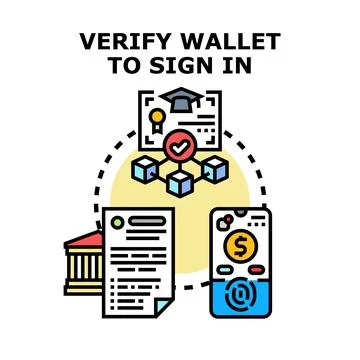 Verifying digital wallet for secure sign in Stock Illustration