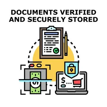 Verifying documents and ensuring secure digital data storage Stock Illustration