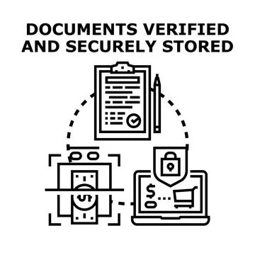 Verifying documents and ensuring secure digital data storage Illustrazione stock