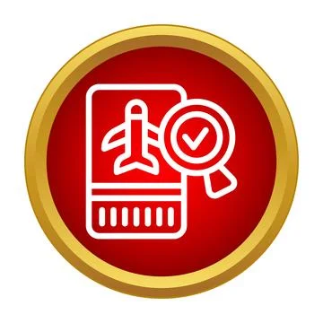 Verifying flight ticket details with magnifying glass Stock Illustration