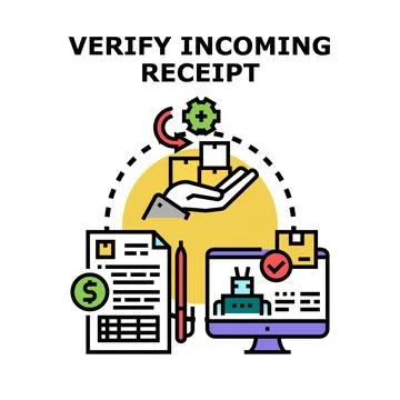 Verifying incoming receipt document and online system process 库存插图