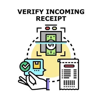 Verifying incoming receipt document payment process transaction Stock Illustration