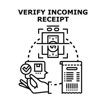 Verifying incoming receipt document payment process transaction Illustrazione stock