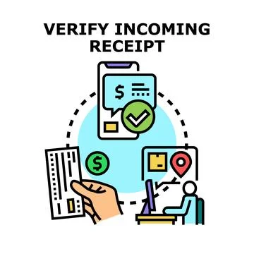 Verifying incoming receipt process and digital payment Stock Illustration