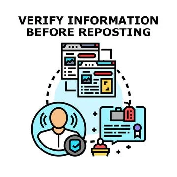 Verifying information before reposting online content concept 스톡 일러스트