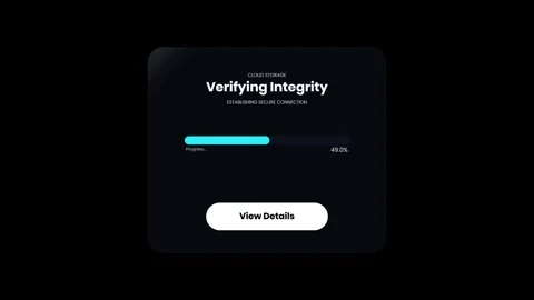 Verifying integrity progress bar animation with secure data check interface Video stock 346804365