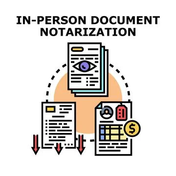 Verifying legal document notarization process with official approval Stock Illustration