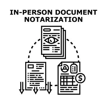 Verifying legal document notarization process with official approval Stock Illustration