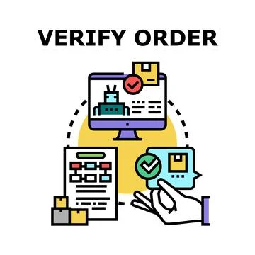 Verifying online order using digital automation concept Stock Illustration
