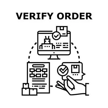 Verifying online order using digital automation concept Stock Illustration