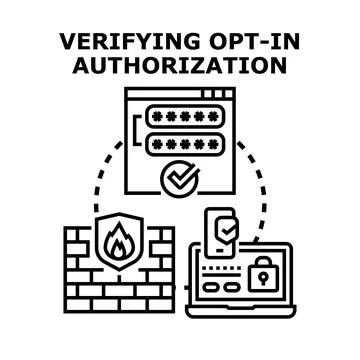 Verifying opt in authorization process for secure online access Stock Illustration
