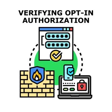 Verifying opt in authorization process for secure online access Stock Illustration