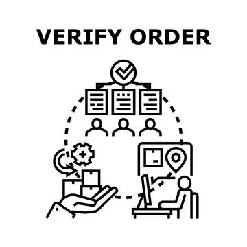 Verifying order management process with quality control Illustrazione stock