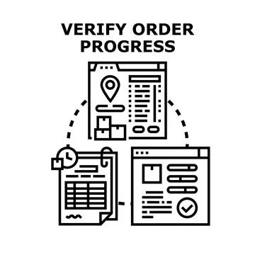 Verifying order progress in e commerce and logistics tracking Stock Illustration