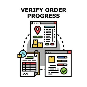 Verifying order progress in e commerce and logistics tracking Stock Illustration