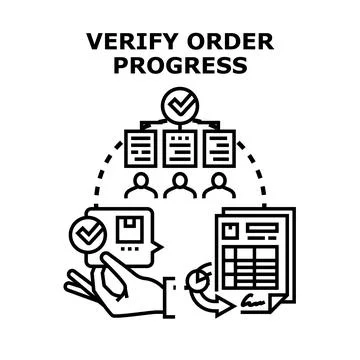 Verifying order progress with status updates and customer tracking イラスト素材