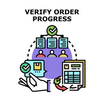 Verifying order progress with status updates and customer tracking Stock Illustration