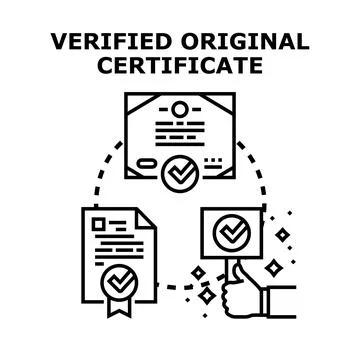 Verifying original certificate concepts and authenticity process イラスト素材