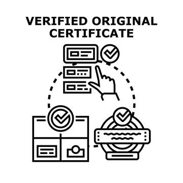 Verifying original certificate documentation with secure approval Stock Illustration