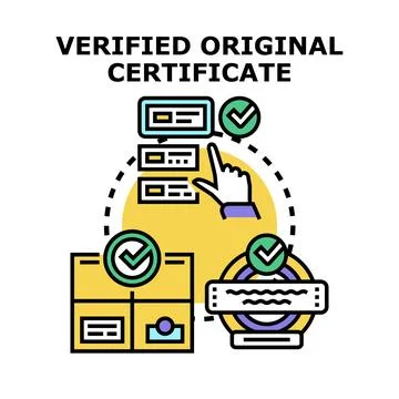 Verifying original certificate documentation with secure approval Stock Illustration