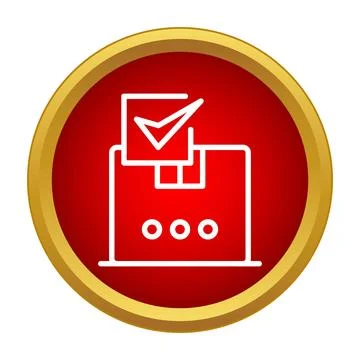 Verifying package delivery with checkmark symbol icon Stock Illustration