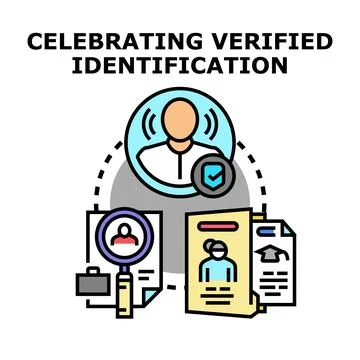 Verifying personal identification and data authentication process Stock Illustration